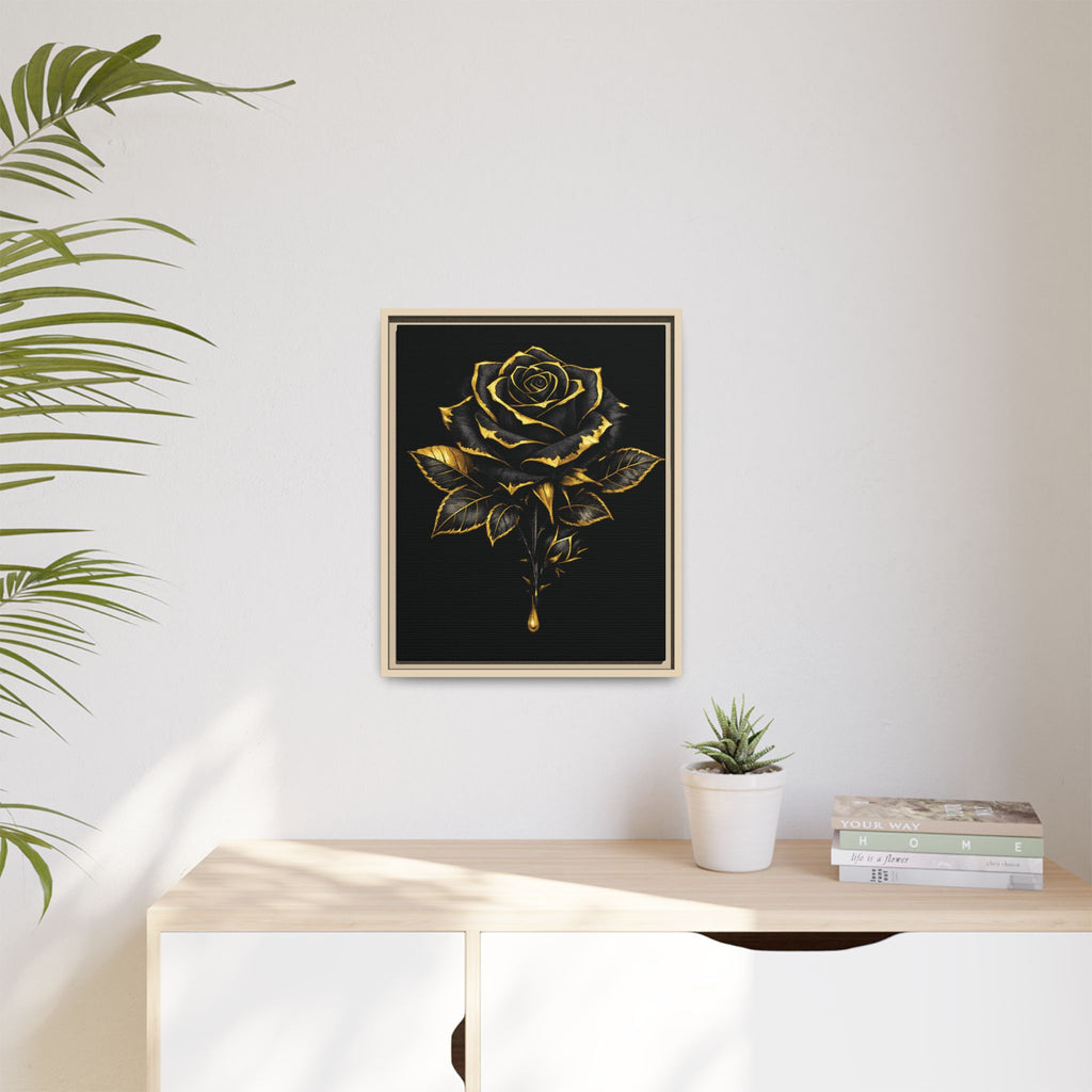 “Bloom Into Power – Gold Rose Canvas” Matte Canvas Wall Art