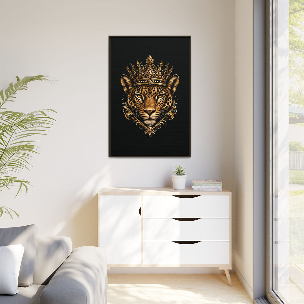 Golden Crowned Jaguar Matte Framed Canvas