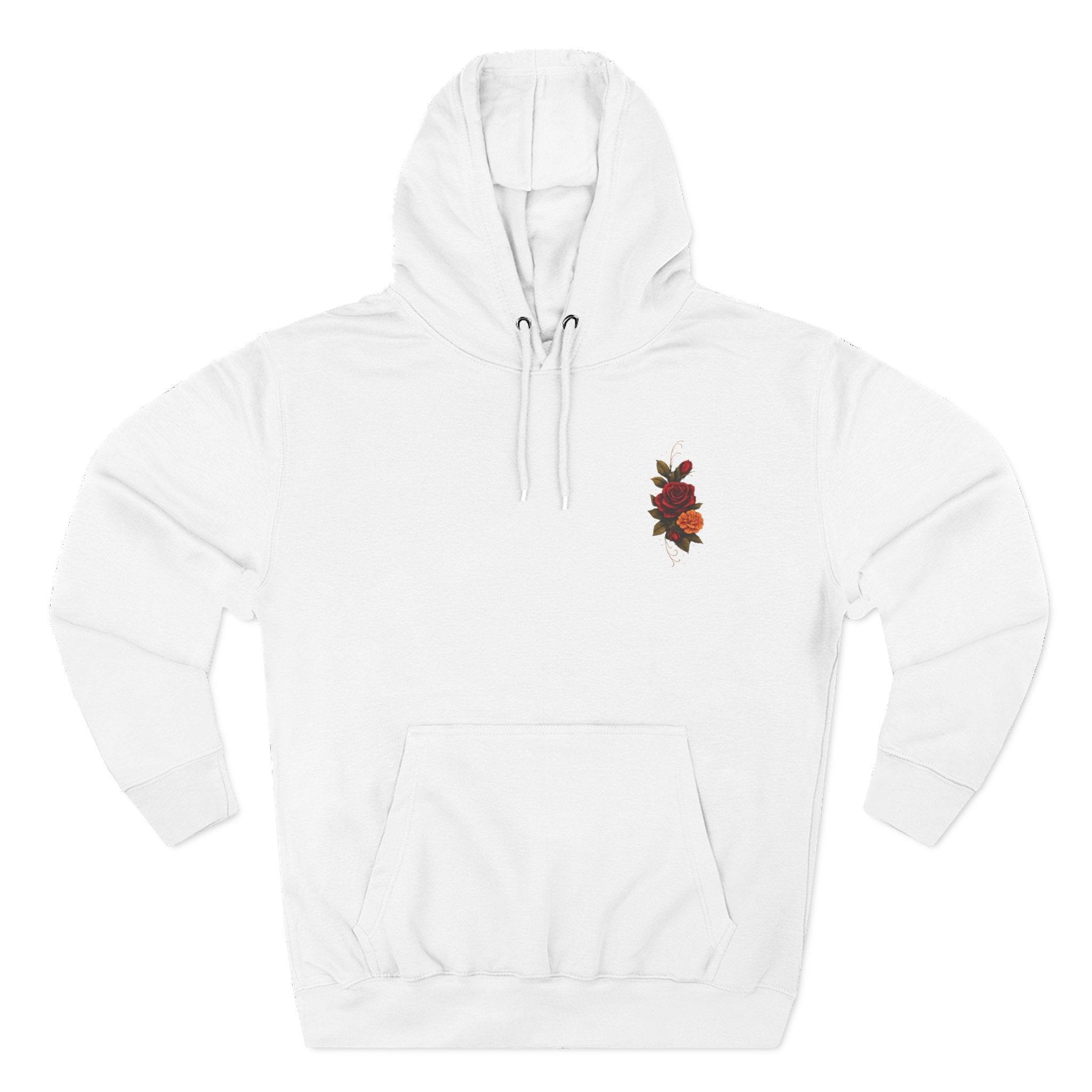 Day of the Dead Skull Backprint Hoodie — Sugar Skull Crown Floral Design