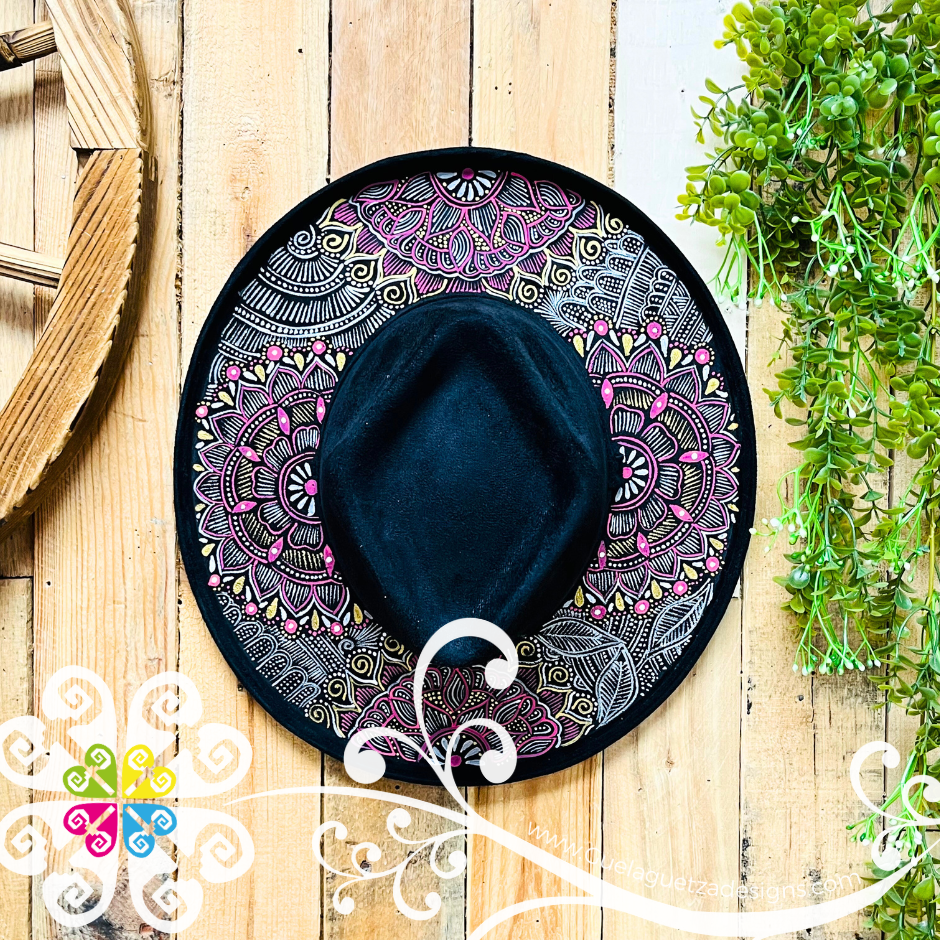 Black Rhombus Mitla Velvet Hat - Painted Hat