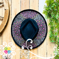 Black Rhombus Mitla Velvet Hat - Painted Hat