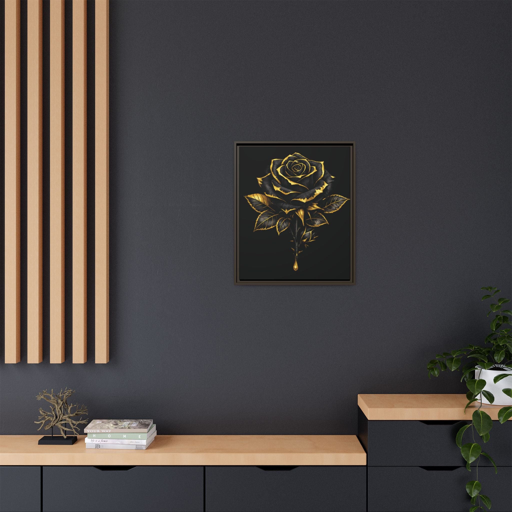 “Bloom Into Power – Gold Rose Canvas” Matte Canvas Wall Art