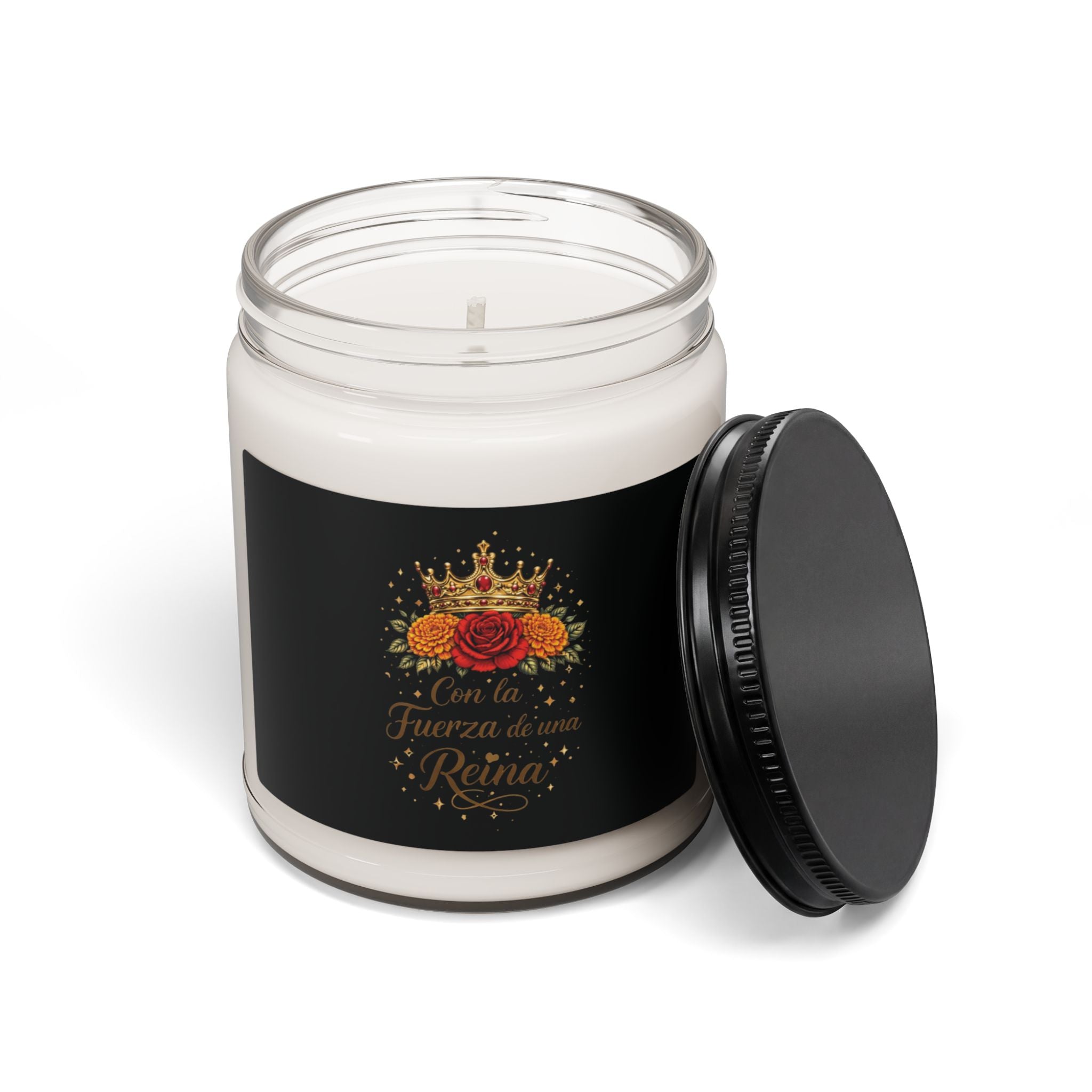 Scented Candle — “Con la Fuerza de una Reina” Soy Candle, Floral Crown Gift