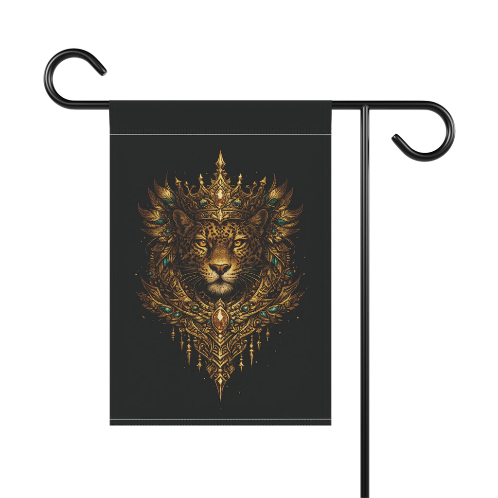 Regal Jaguar Flag — Ornate Gold Crowned Lion House Banner