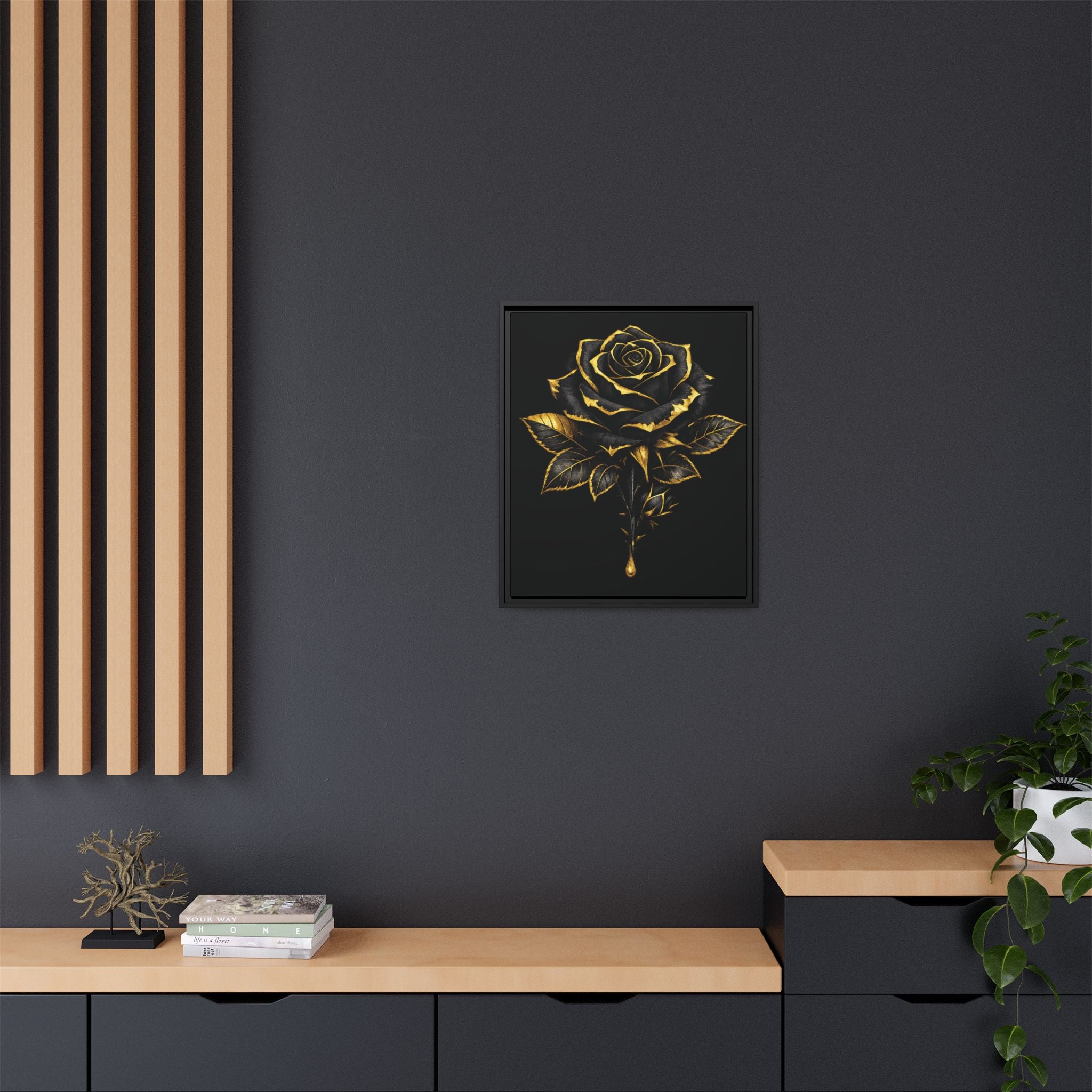 “Bloom Into Power – Gold Rose Canvas” Matte Canvas Wall Art