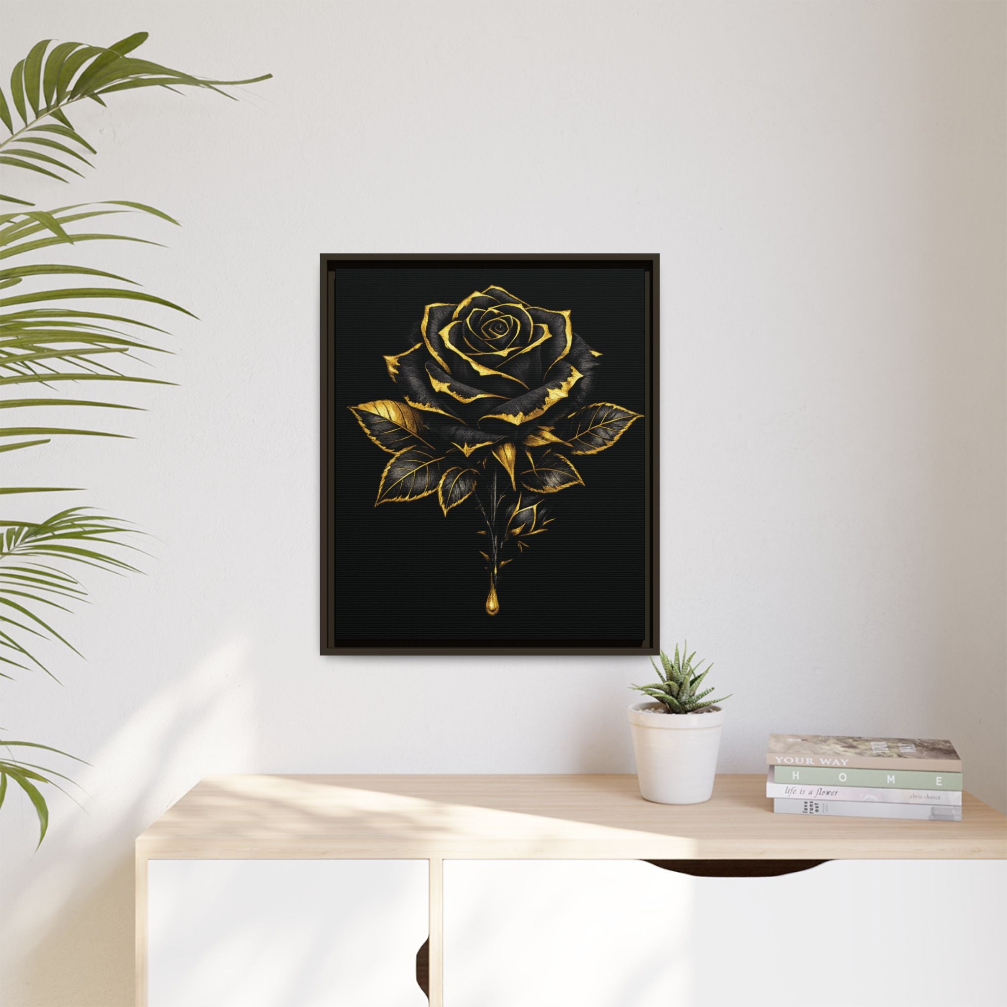 “Bloom Into Power – Gold Rose Canvas” Matte Canvas Wall Art