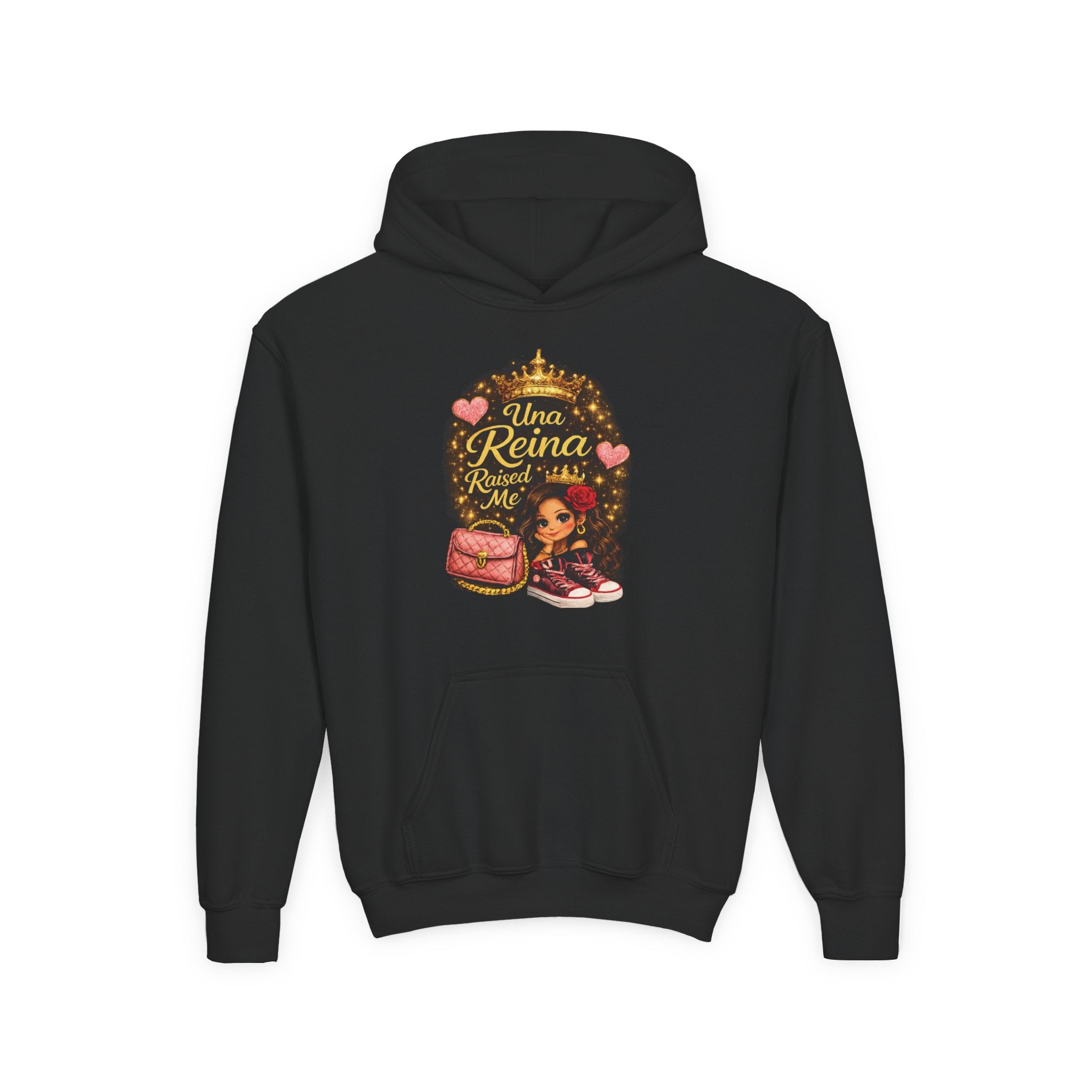 Youth Hoodie — "Una Reina Crece Conmigo" Cute Princess Graphic