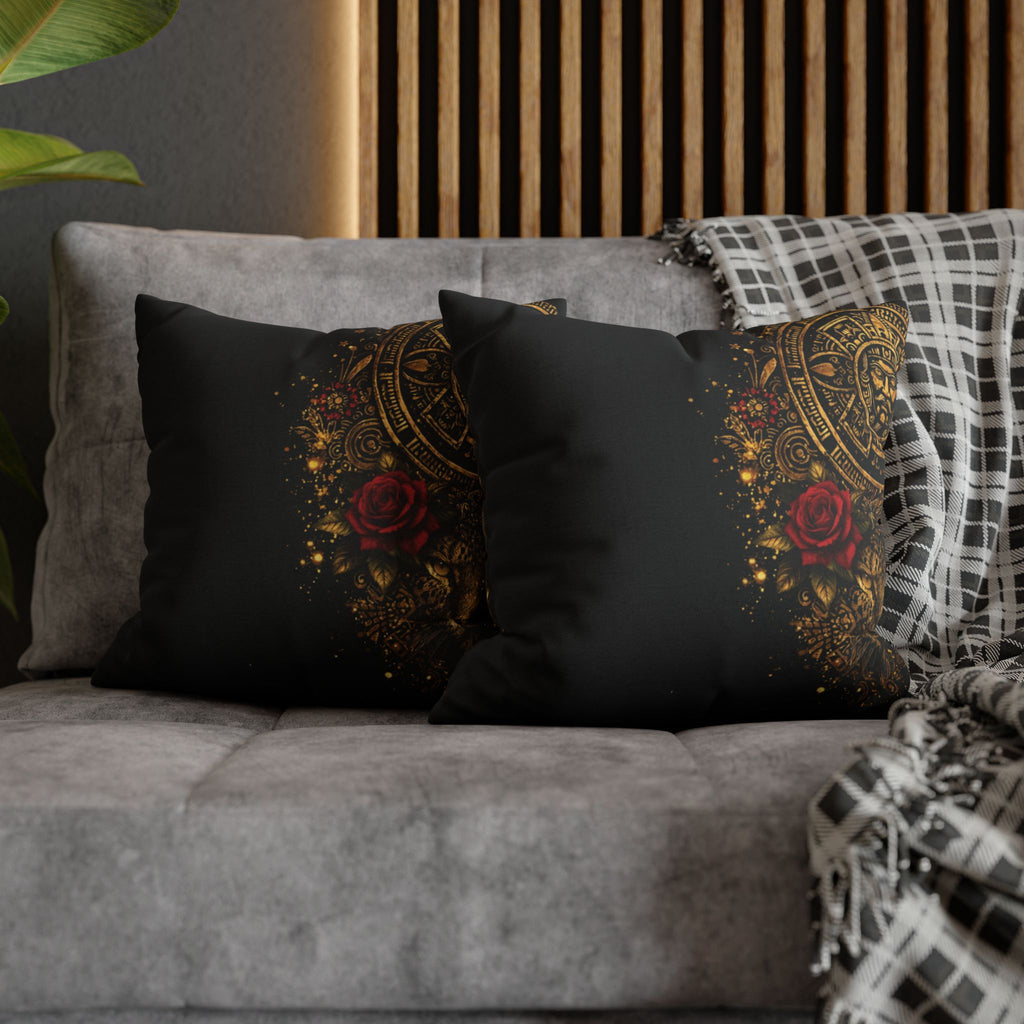 Reina Azteca Pillowcase — Rose Decorative Throw Pillow