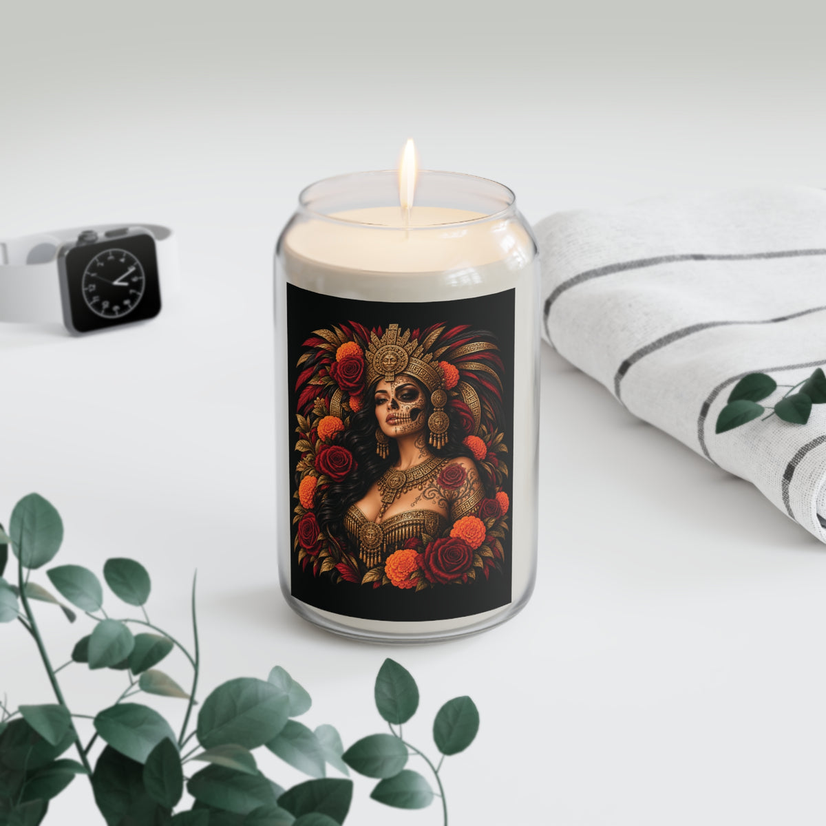 Reina Azteca: Entre Rosas y Cempasúchil | Scented Soy Candles, 13.75oz