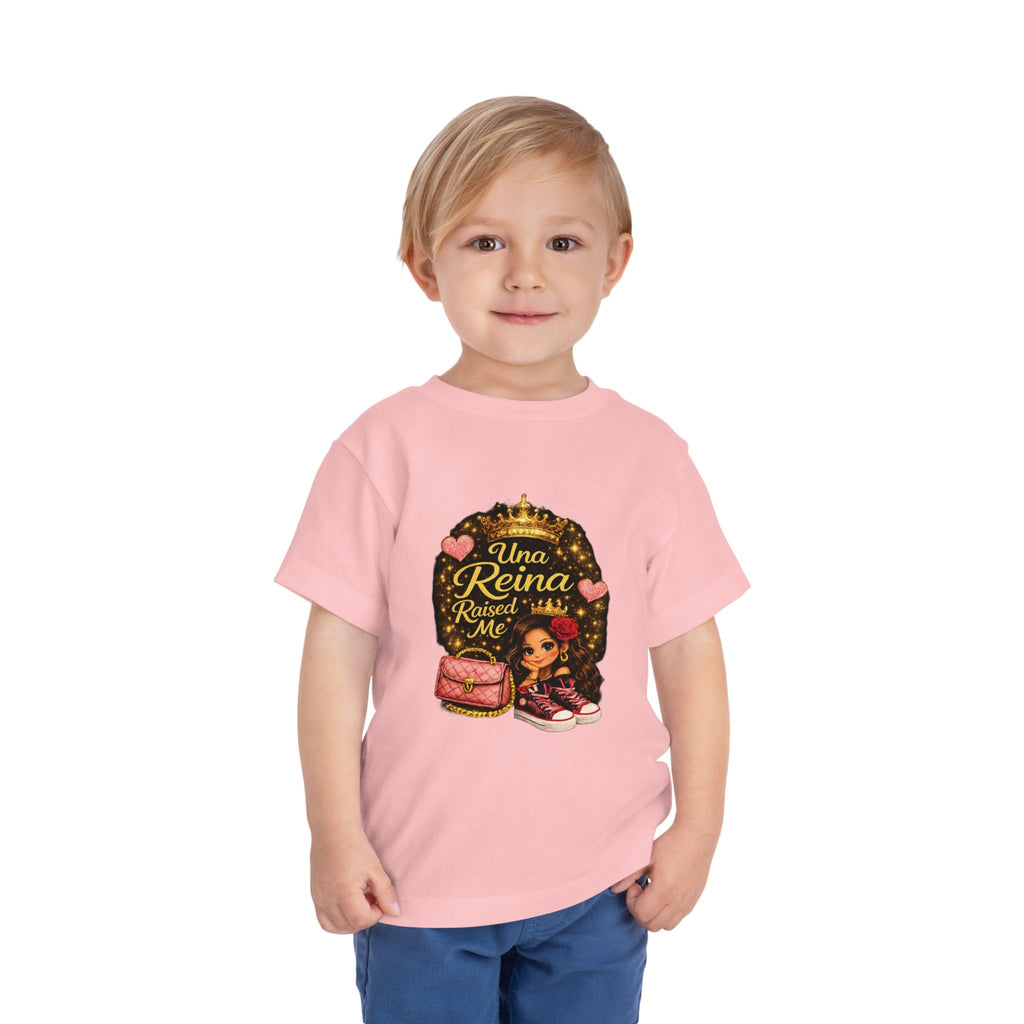 Toddler Tee — "Una Reina Raised Me" Cute Latina Princess Graphic