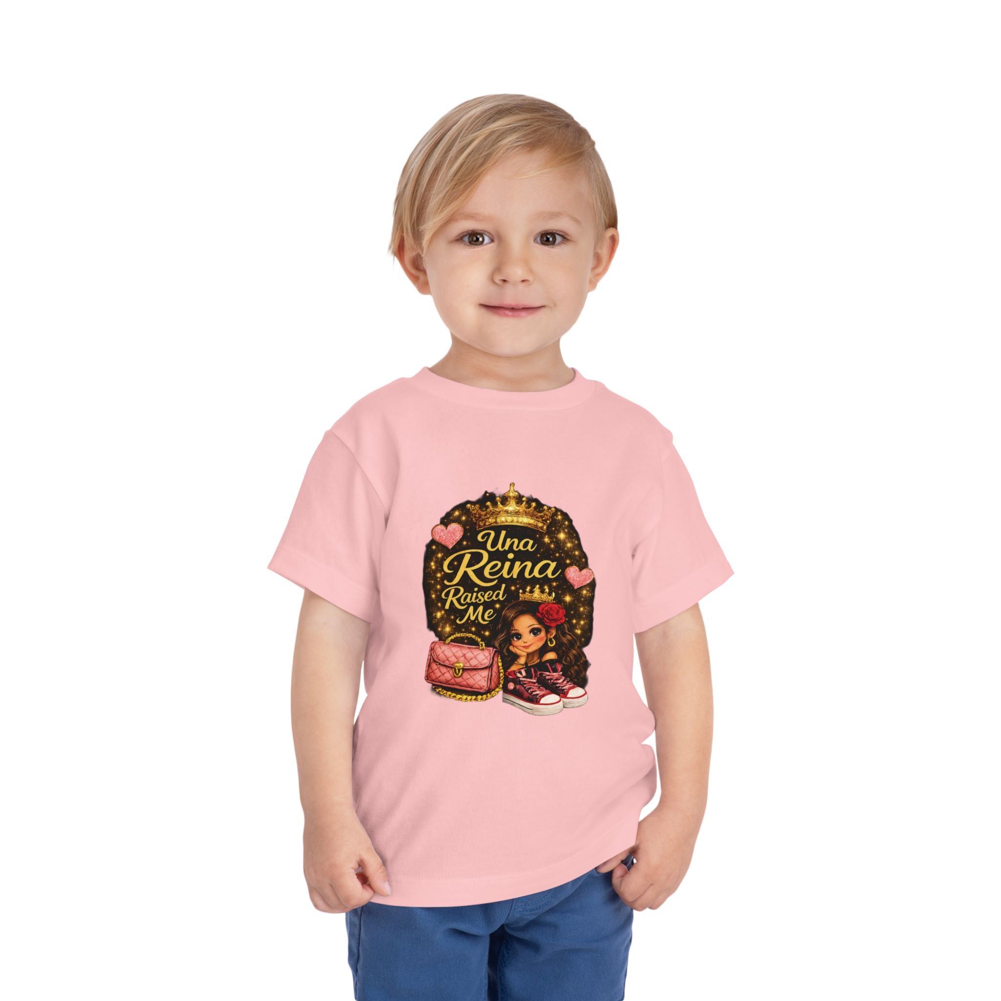 Toddler Tee — "Una Reina Raised Me" Cute Latina Princess Graphic