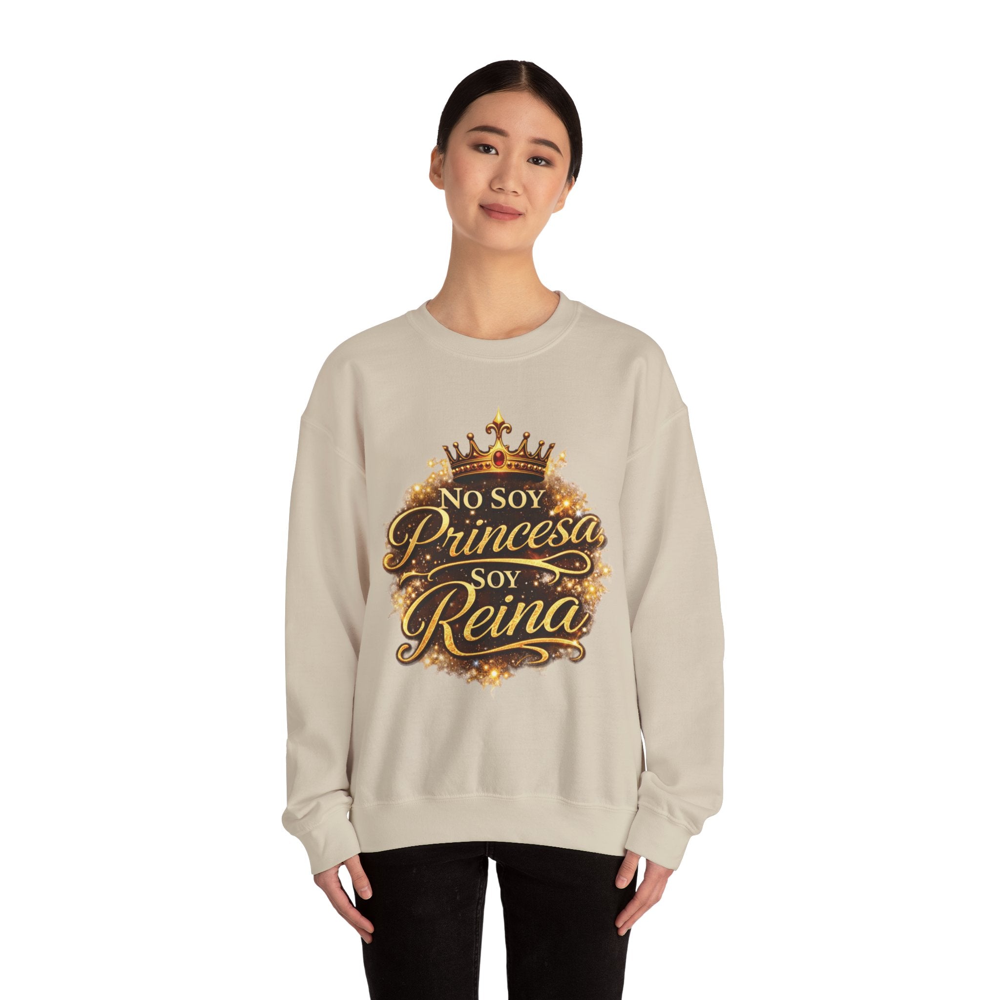 Crewneck Sweatshirt - "No Soy Princesa Soy Reina" Gold Crown Graphic