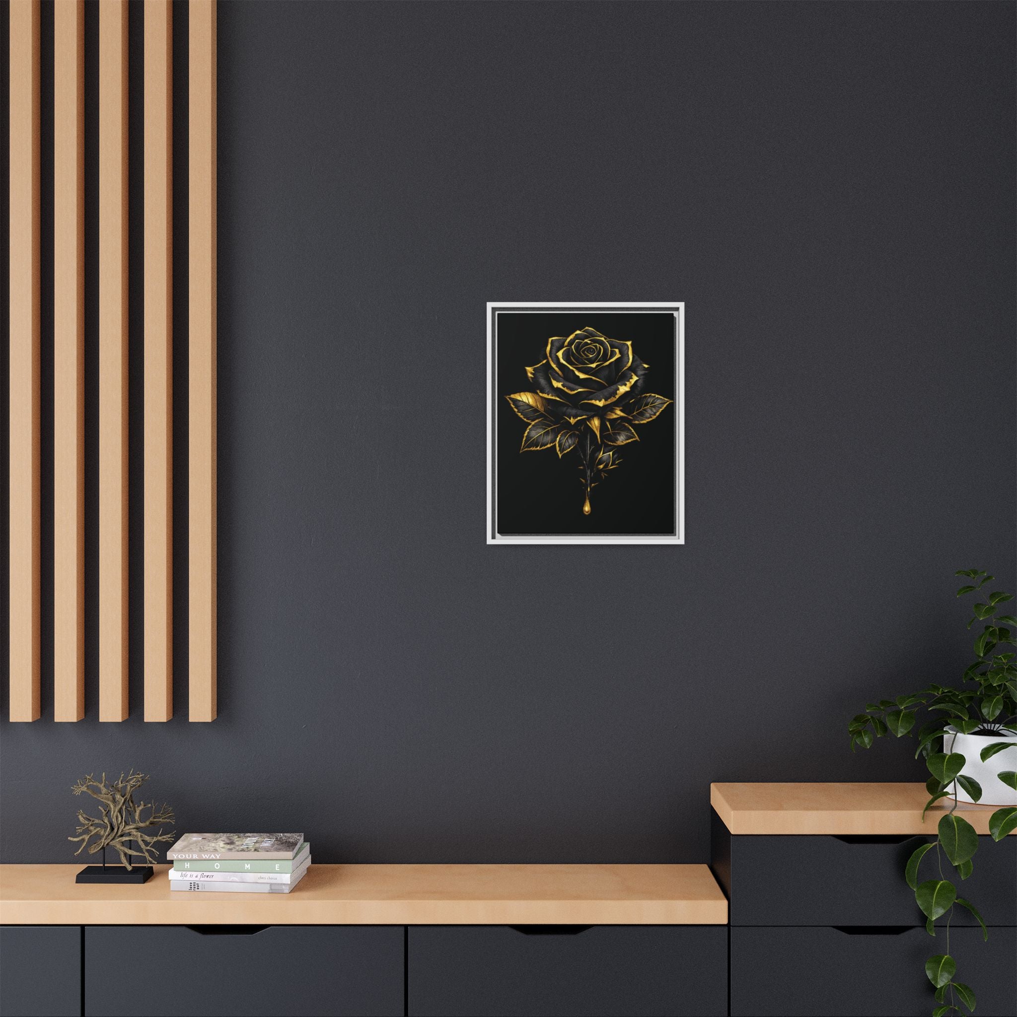 “Bloom Into Power – Gold Rose Canvas” Matte Canvas Wall Art