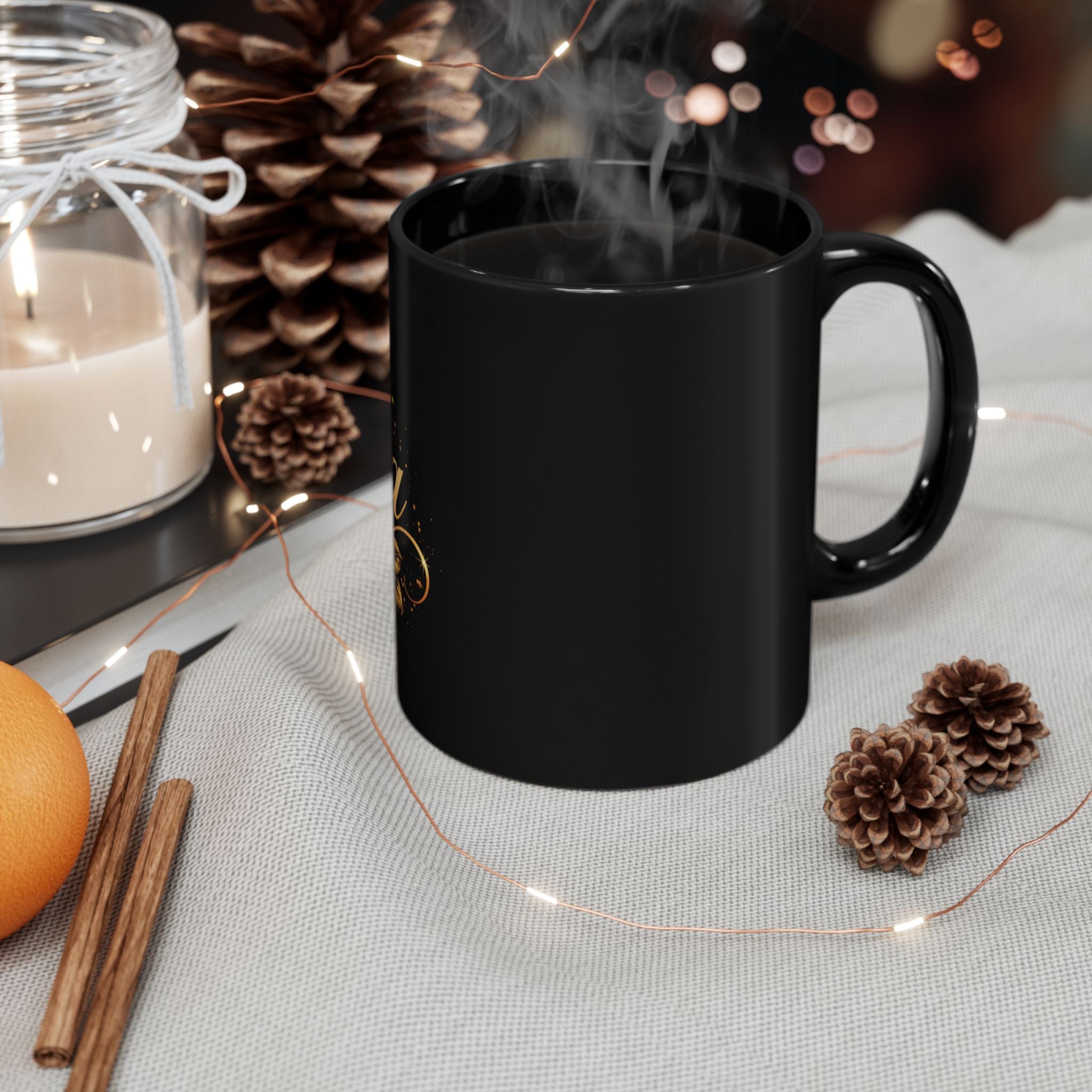 Reina Script with Crown and Rose Mug | Black 11oz 15oz