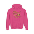 Youth Hoodie — "Raised by a Reina" Gold Script Kids Sweatshirt