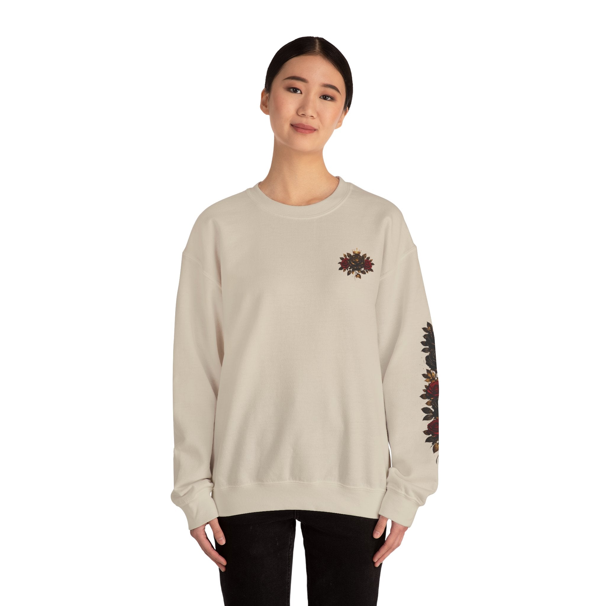 Born to Bloom Crewneck Sweatshirt — Floral Crown Rose Graphic