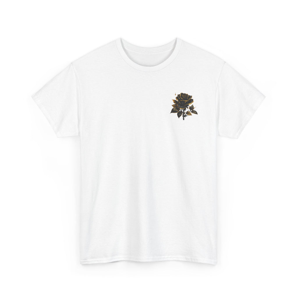 Born to Bloom Rose Crown Tee | Black Gold Floral Graphic