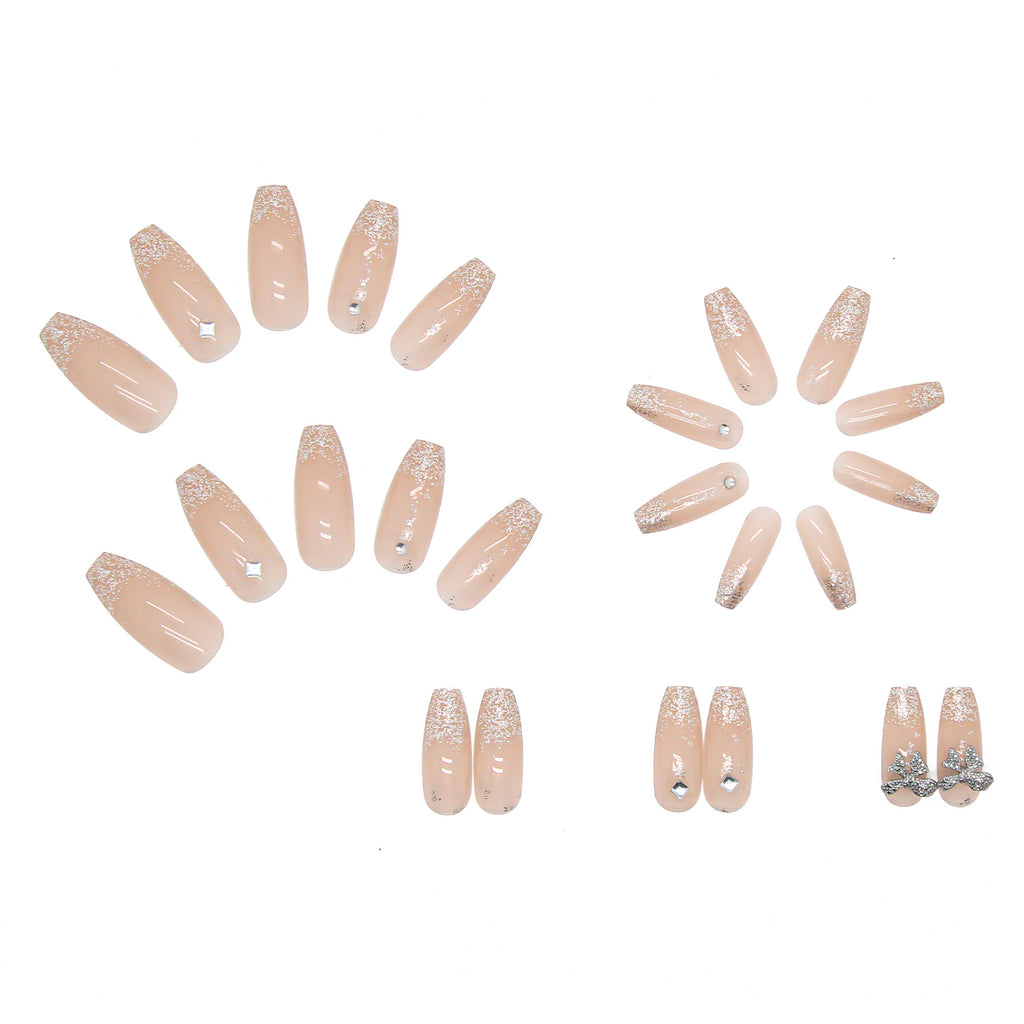 Crystal Butterfly Long Press-On Nails