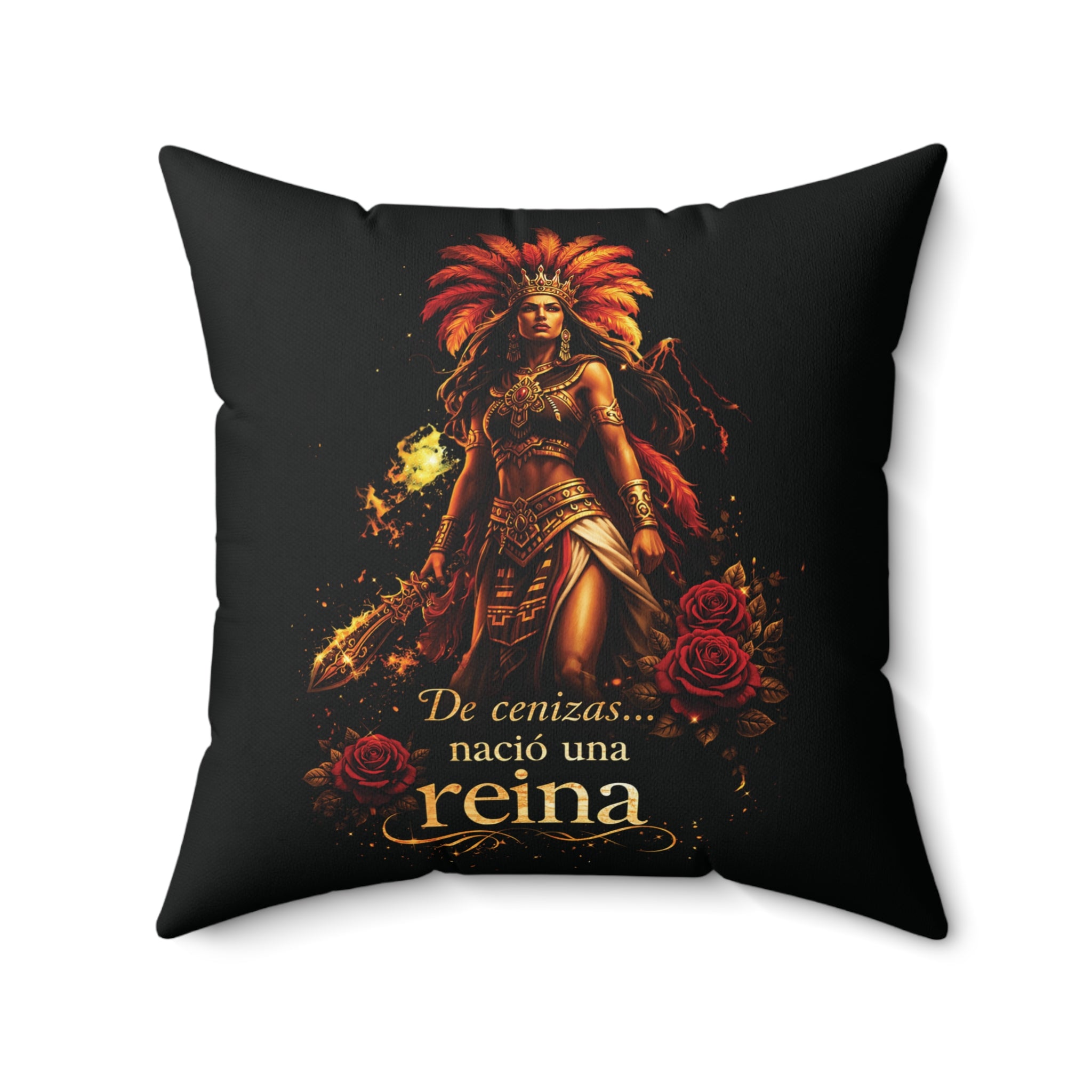 Reina Warrior Pillow — "De cenizas… nació una reina" Decorative Throw Pillow