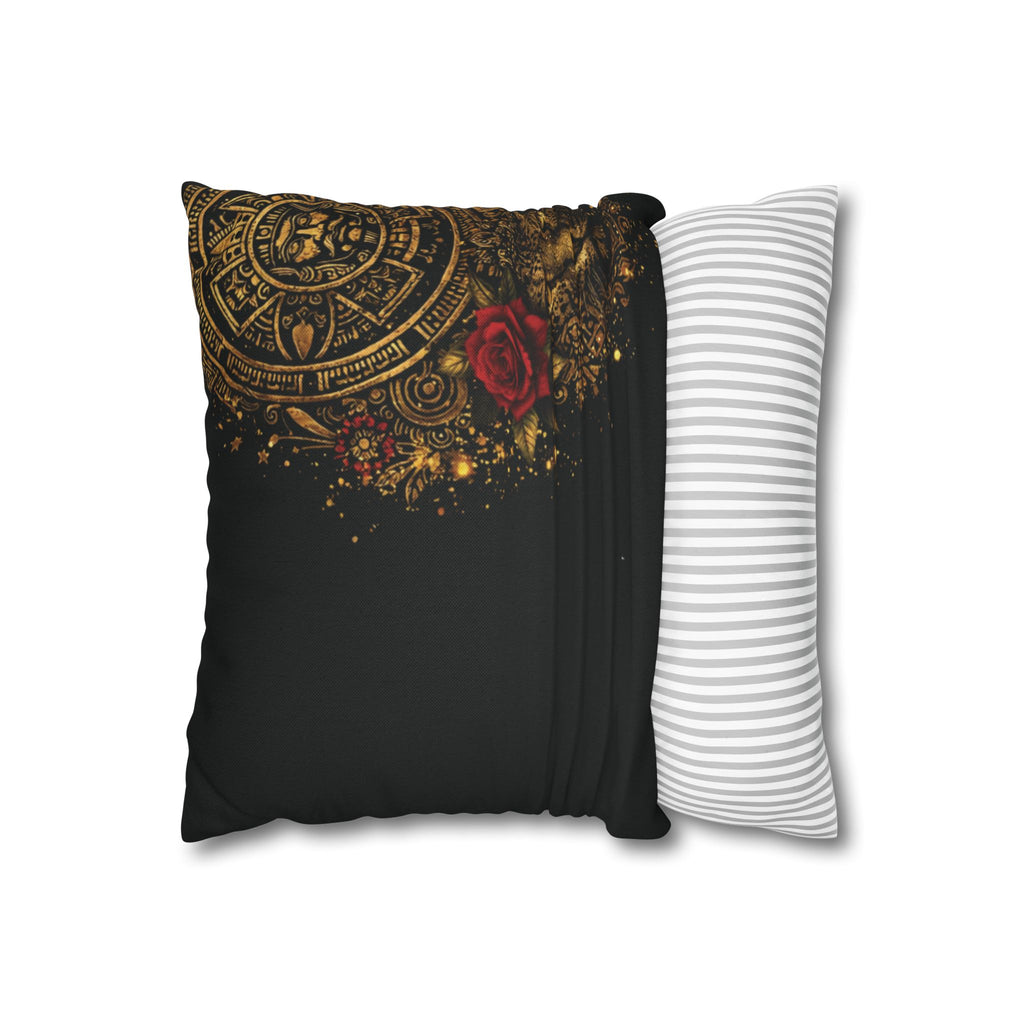 Reina Azteca Pillowcase — Rose Decorative Throw Pillow