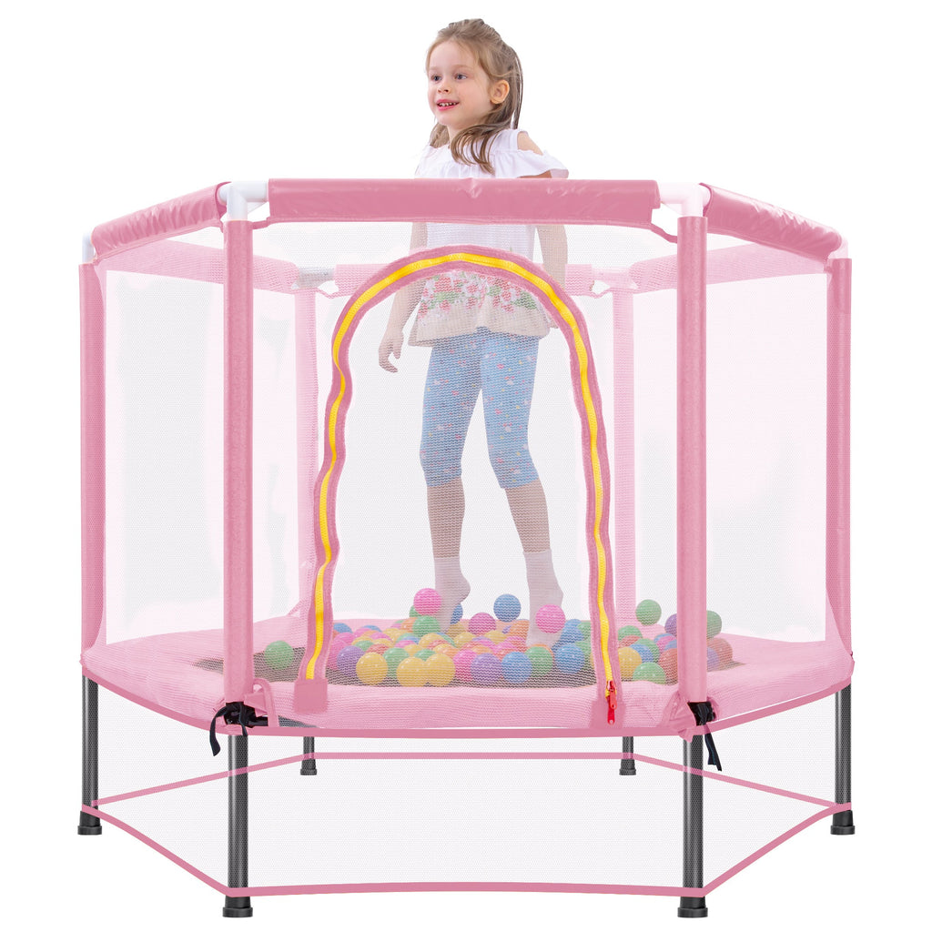 55-Inch Kids' Trampoline with Safety Enclosure | Pink