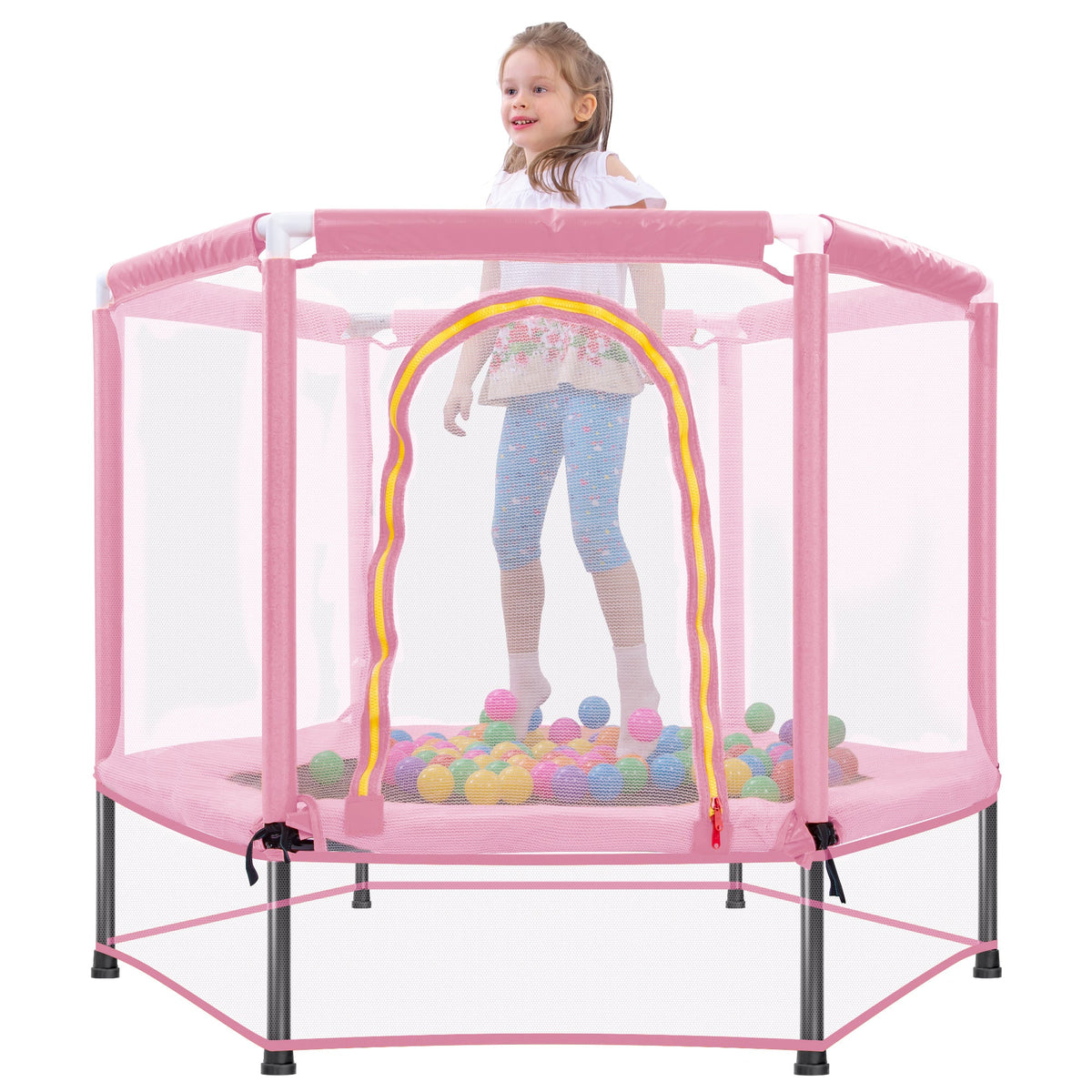 55-Inch Kids' Trampoline with Safety Enclosure | Pink