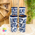 Set of 4 Cobalt Blue Espiga Cilindro Tall Cup - Set Clay Cup