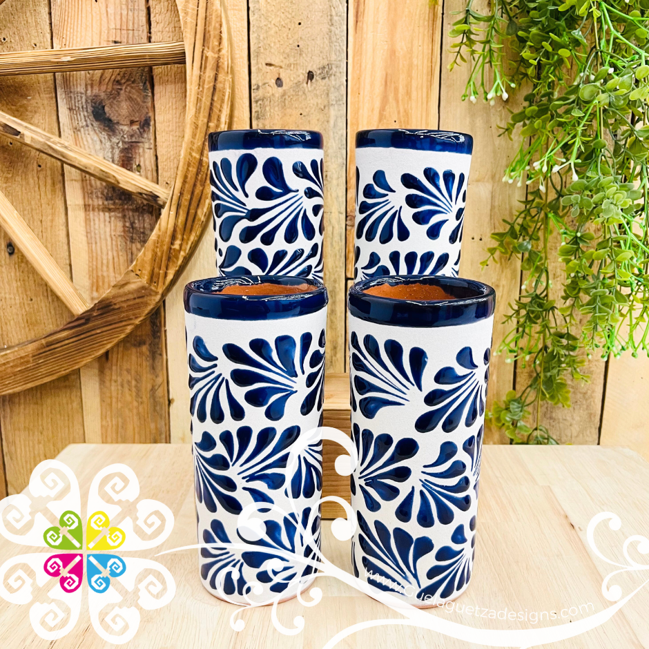 Set of 4 Cobalt Blue Espiga Cilindro Tall Cup - Set Clay Cup