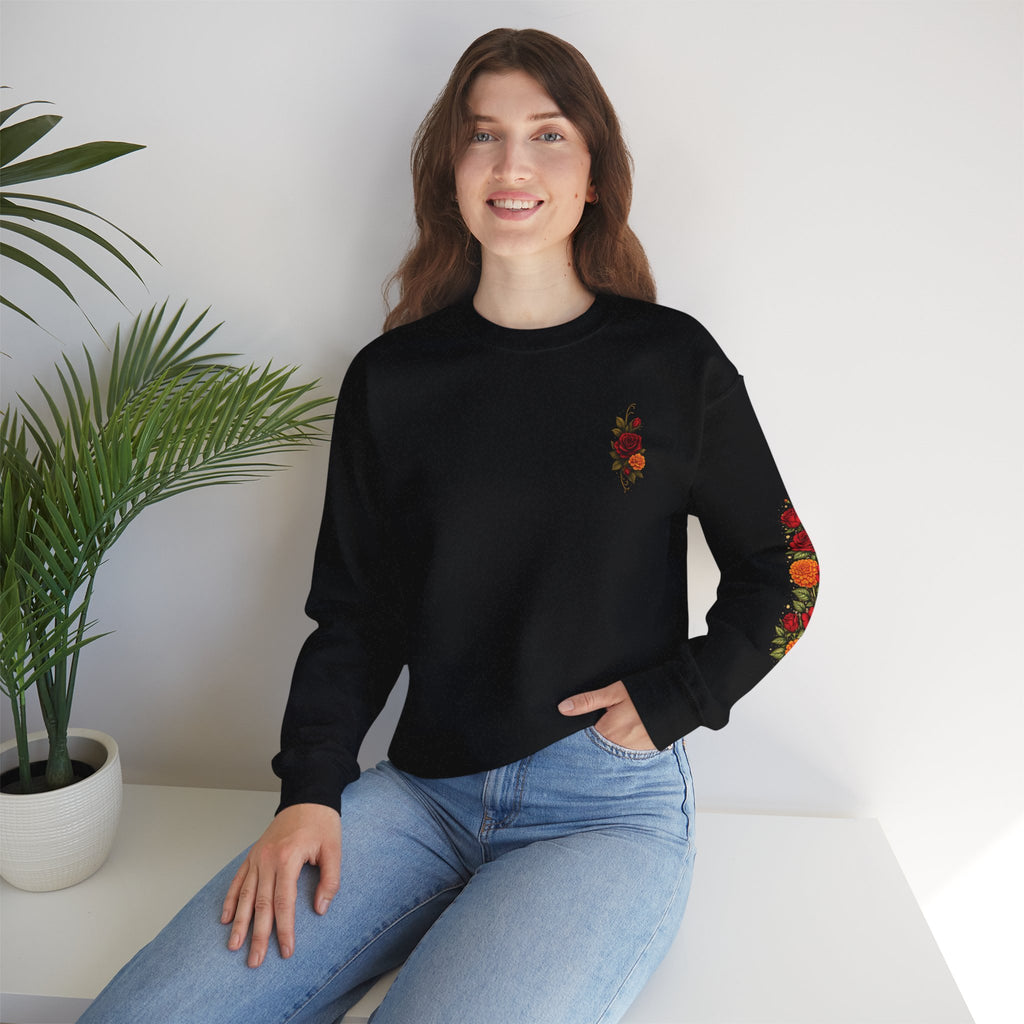 "Confidentemente única" Floral Sugar Skull Pullover Sweatshirt