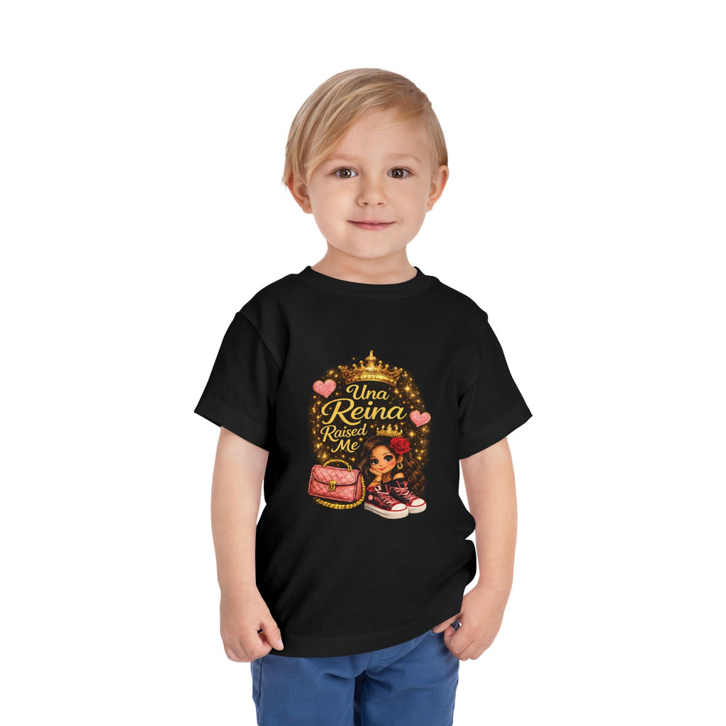 Toddler Tee — "Una Reina Raised Me" Cute Latina Princess Graphic