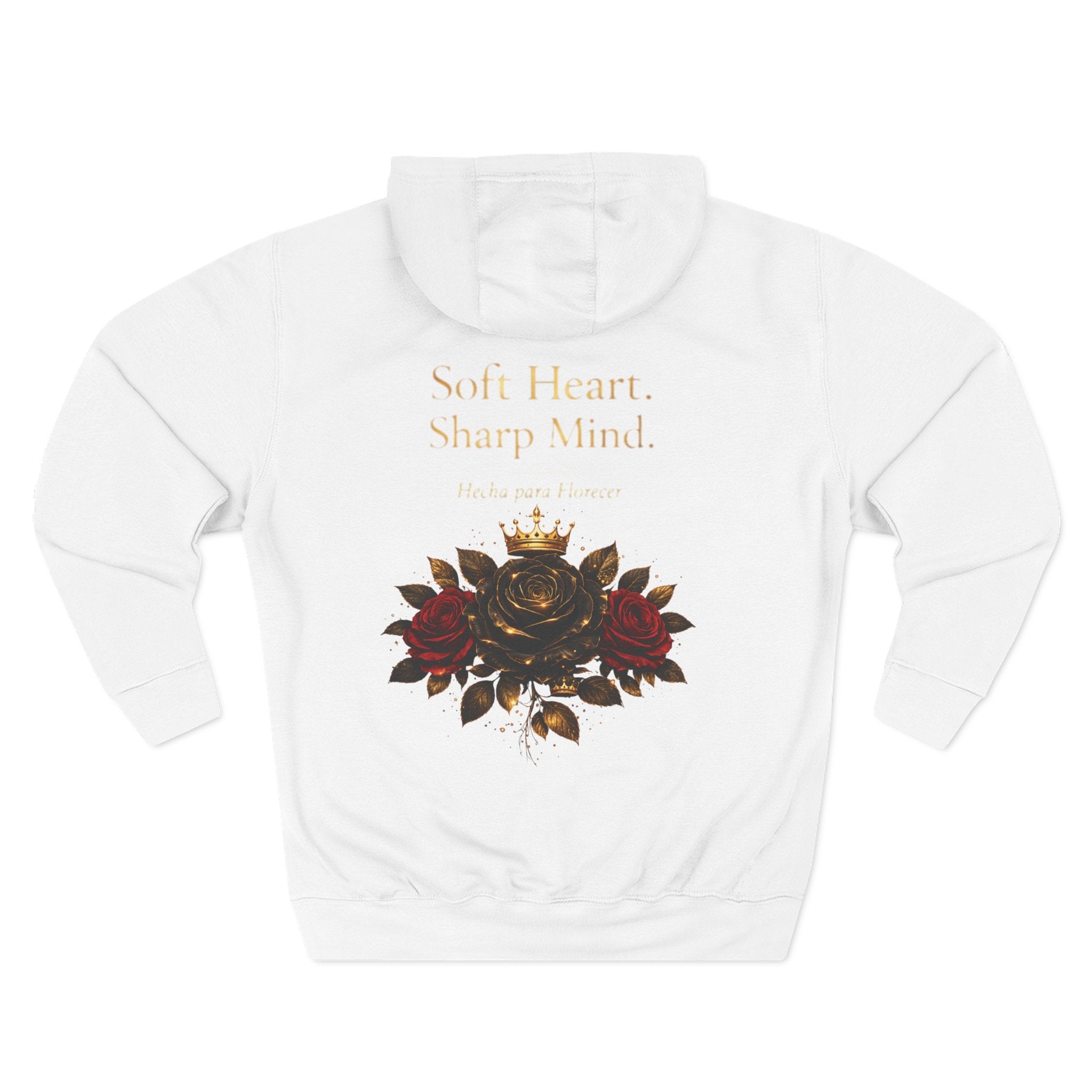 "Soft Heart. Sharp Mind." Rose Crest Design Hoodie