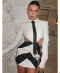 White Tie-Detail Bodycon Mini Dress