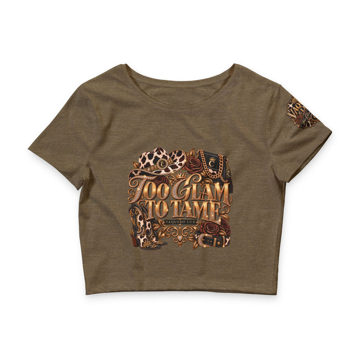 Vaquera Lux – Too Glam to Tame | Women’s Poly-Cotton Crop Tee