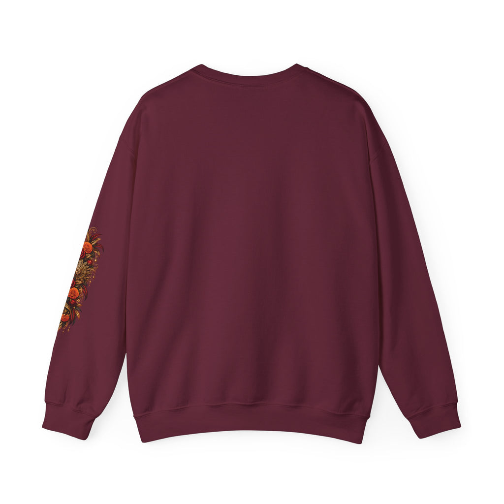 Reina Azteca: Entre Rosas y Cempasúchil | Unisex Heavy Blend™ Crewneck Sweatshirt
