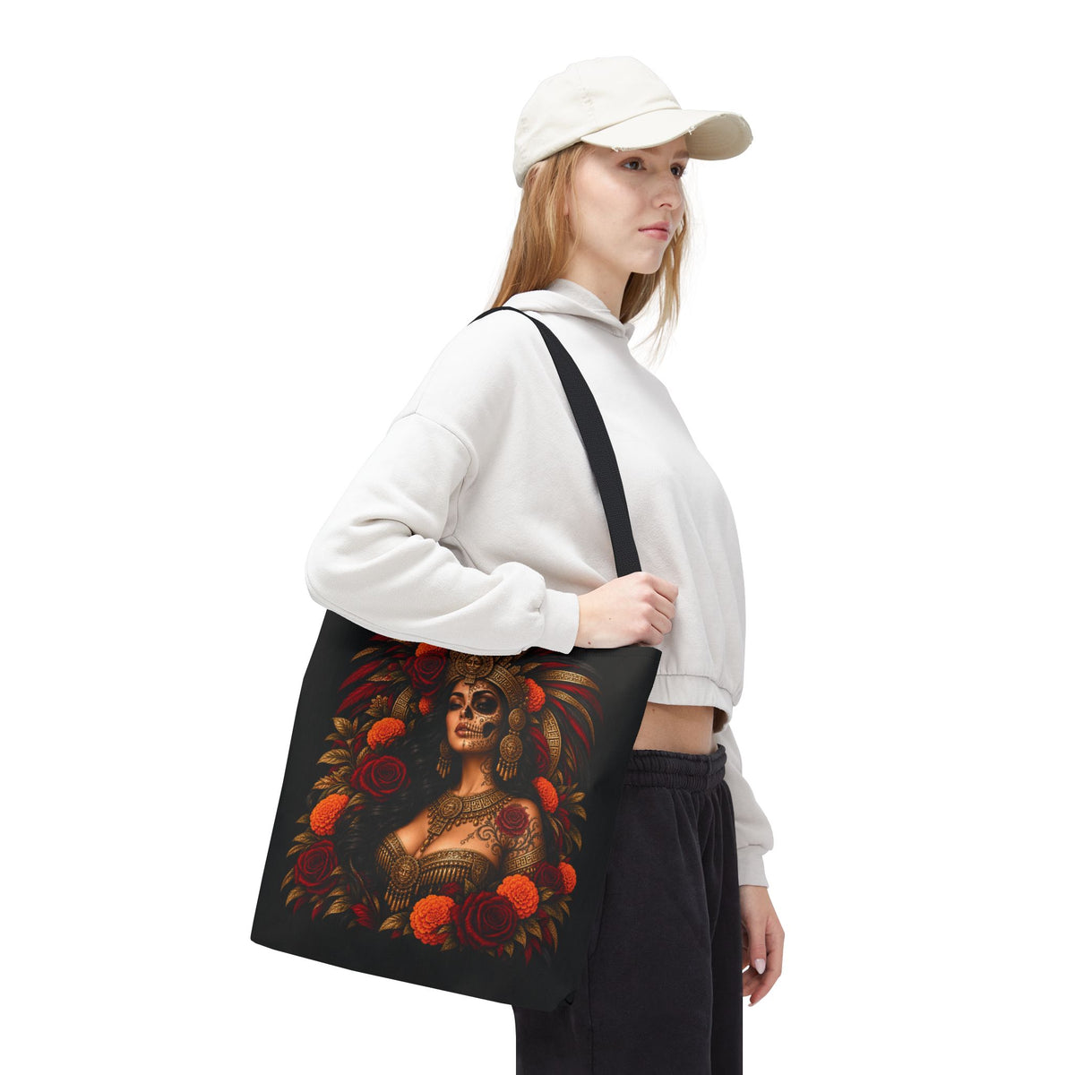Reina Azteca: Entre Rosas y Cempasúchil | Chicaify Originals | Tote Bag