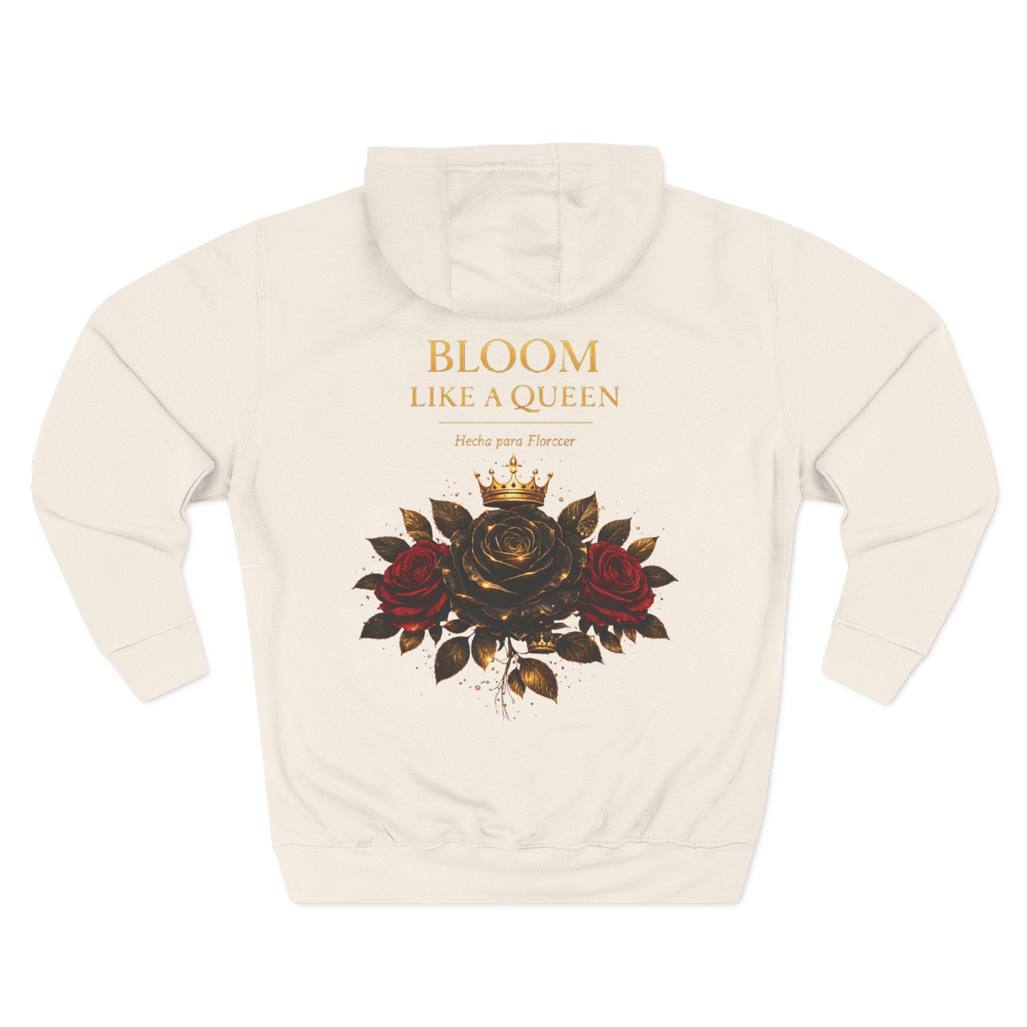 Bloom Like a Queen Hoodie — Floral Crown Rose Graphic Fleece Hoodie
