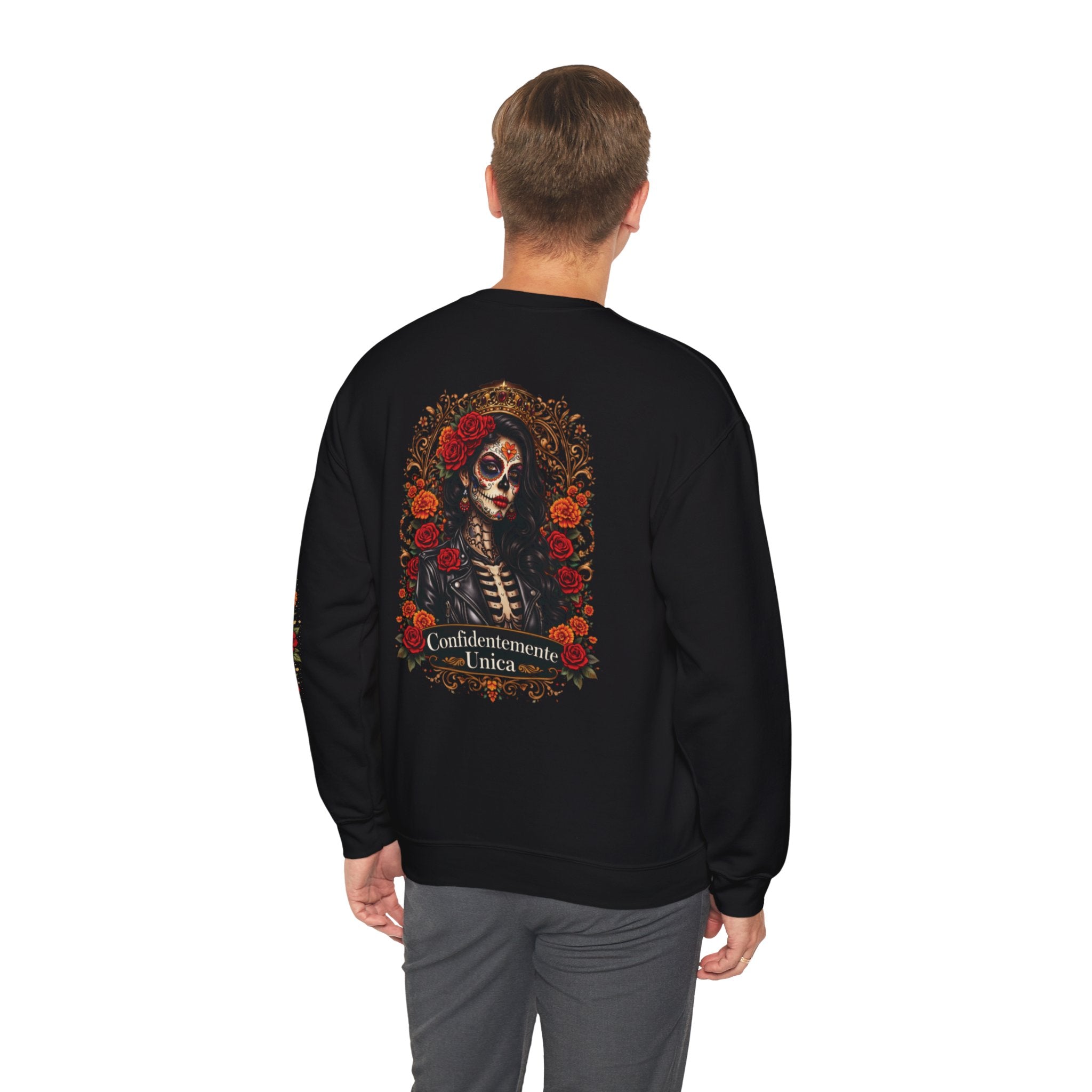 "Confidentemente única" Floral Sugar Skull Pullover Sweatshirt