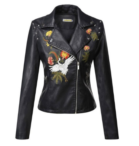 Queen Energy Vegan  coats Motorcycle Jacket Black Outerwear leather PU Jacket