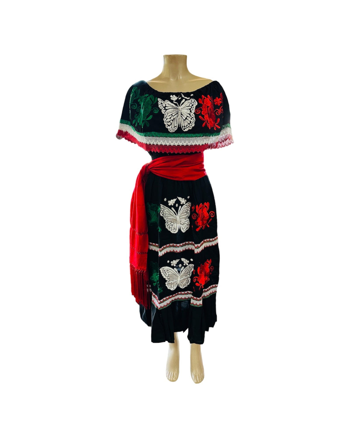 Off the Shoulder Victoria Butterfly Tricolor Dress