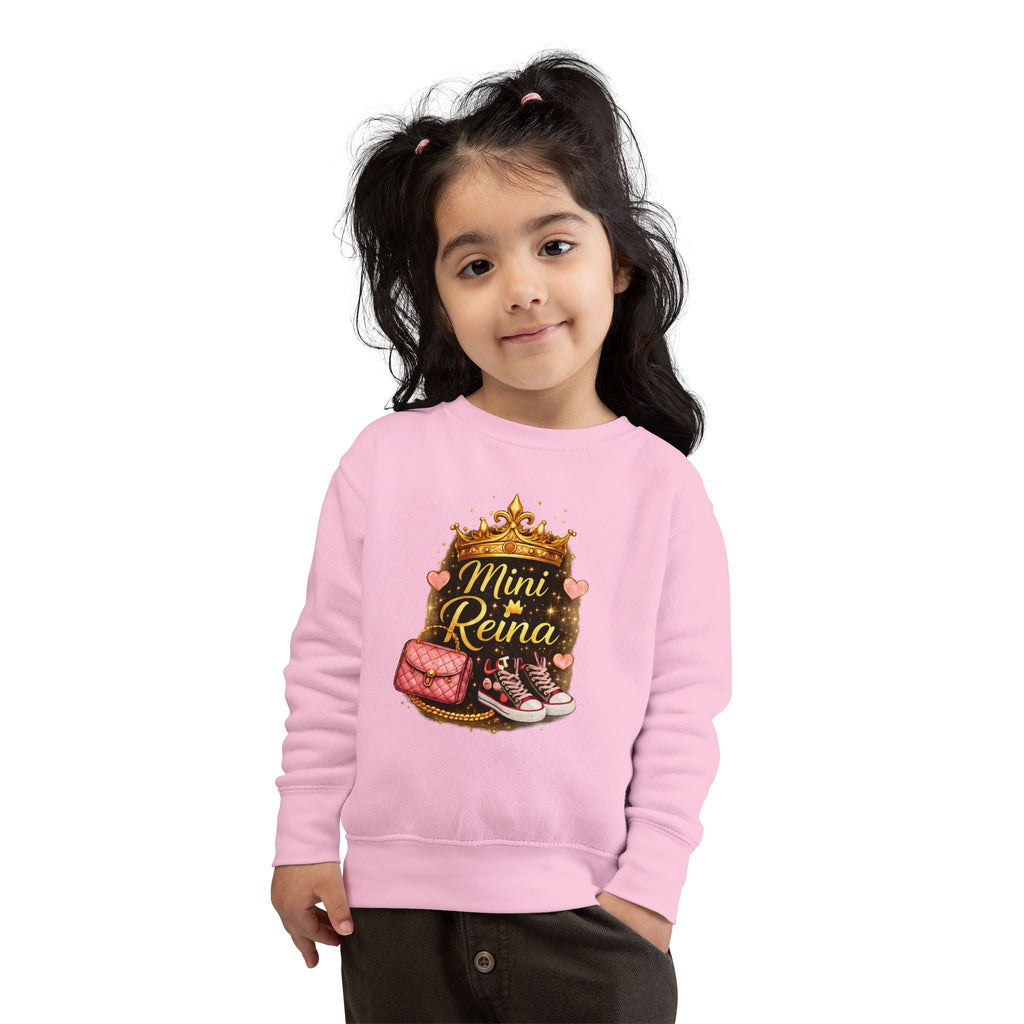 Mini Reina Toddler Sweatshirt — Cute Crown, Sneakers & Purse Kids Pullover