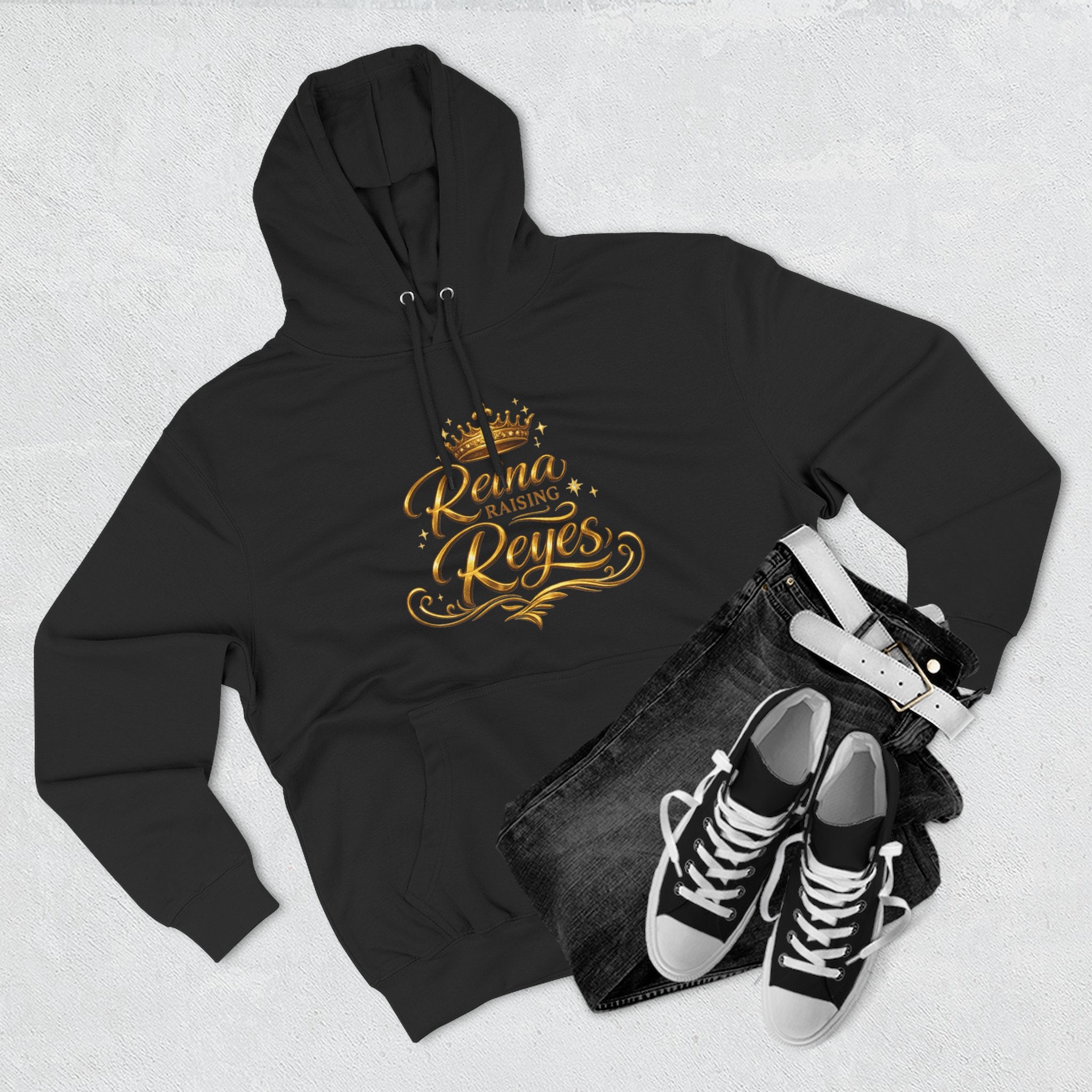 Reina Raising Reyes Hoodie | Crown Script Family Name Design