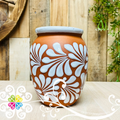Natural / White Espiga Plumeado Bola Clay Vase - Florero Barro