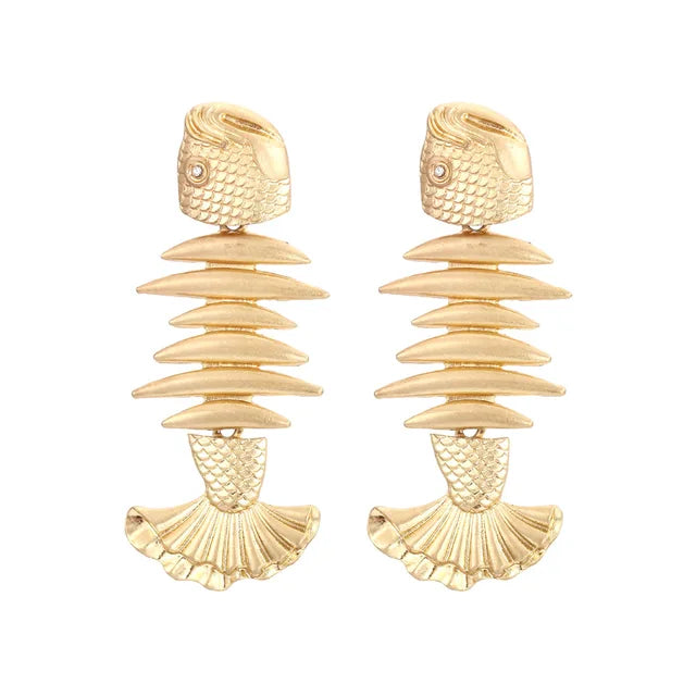 Vintage Fishbone Statement Earrings