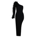 Black One-Shoulder Asymmetrical Maxi Dress