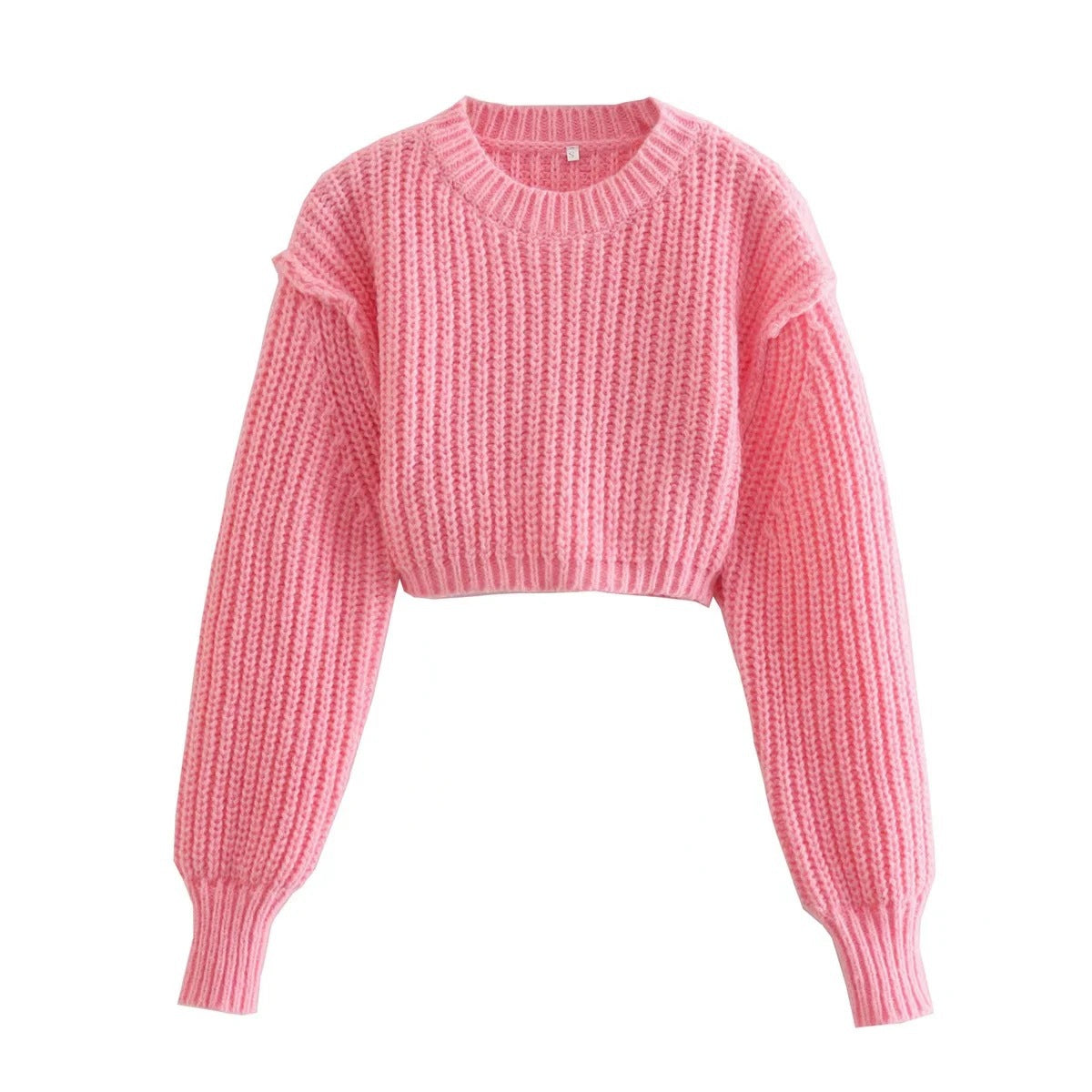 Cropped Round-Neck Knit Top
