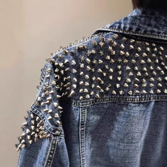Washed Cropped Batwing Denim Jacket