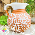 Natural/White Espiga Bola Pitcher - Jarro de Barro