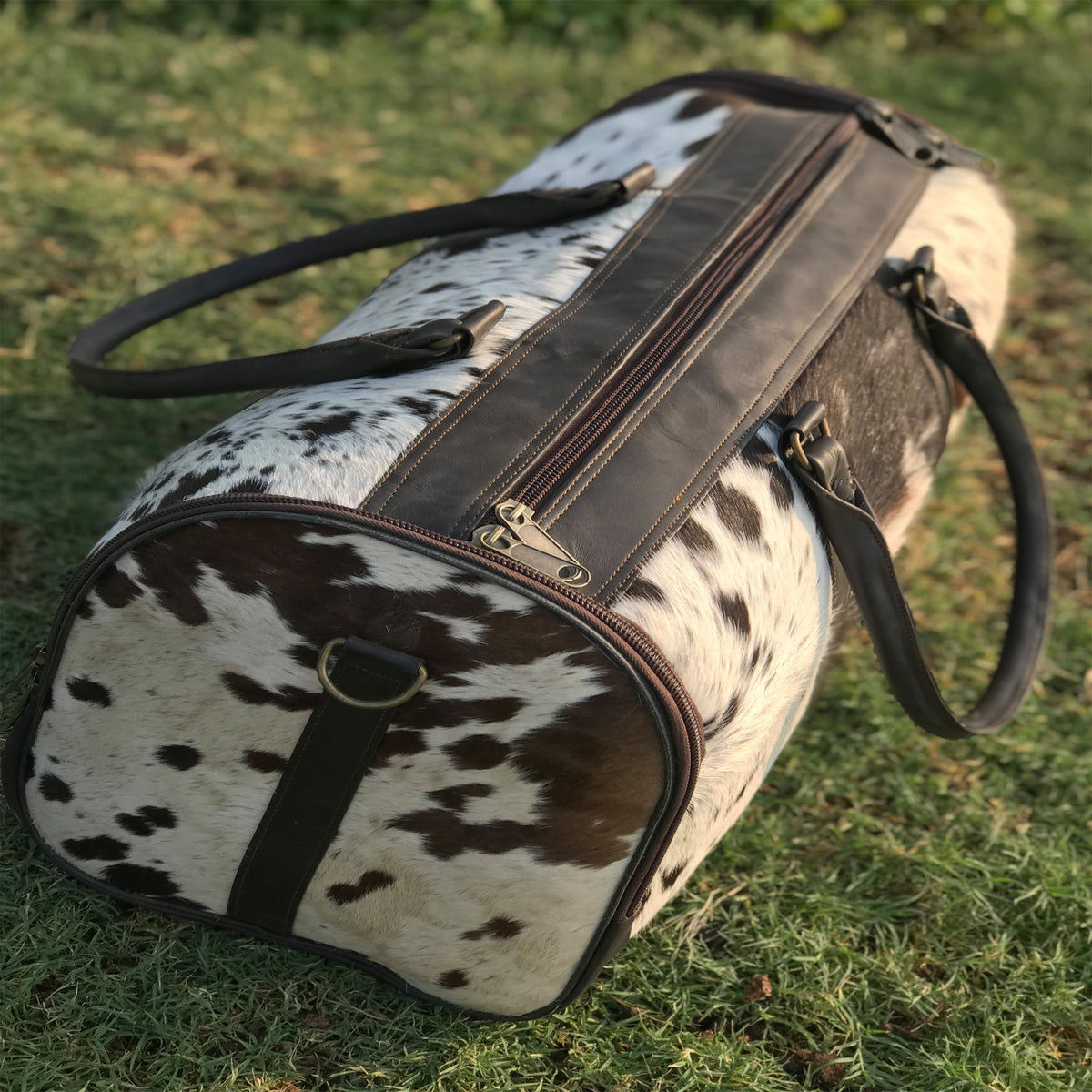 Medium Cowhide Duffel Bag, Genuine Leather Travel Luggage, Perfect Gift for Him or Her