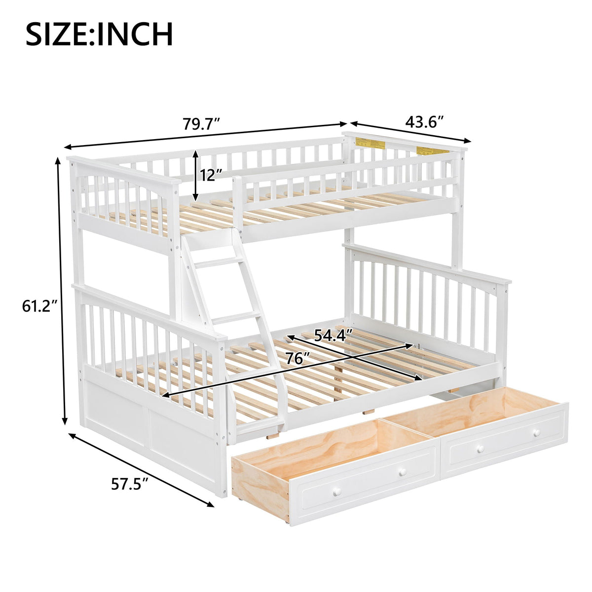 Convertible Storage Bunk Bed with Drawers - Twin Over Full