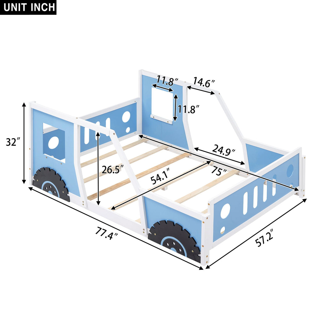 Classic Car Shaped Platform Bed with Wheels - Twin or Full Size